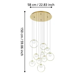 Candeeiro de teto LED com baldaquim em latão e esferas opalas PORTOCOLOM EGLO 390345