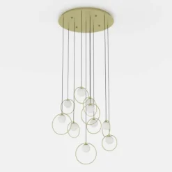 Candeeiro de teto LED com baldaquim em latão e esferas opalas PORTOCOLOM EGLO 390345