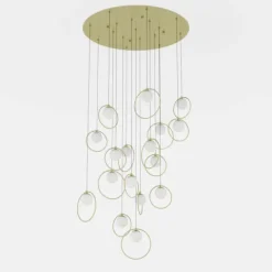 Candeeiro de teto LED com baldaquim em latão e esferas opalas PORTOCOLOM EGLO 390346
