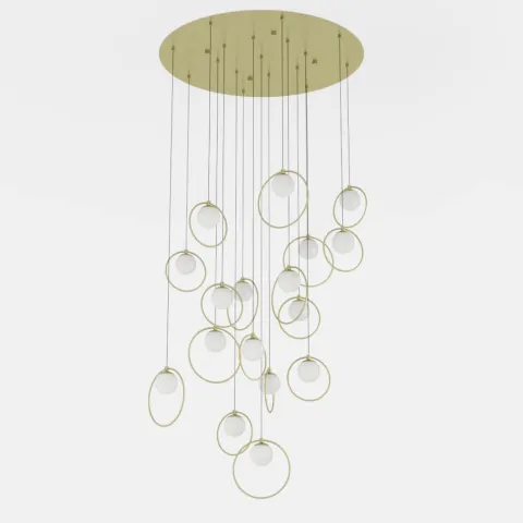 Candeeiro de teto LED com baldaquim em latão e esferas opalas PORTOCOLOM EGLO 390346
