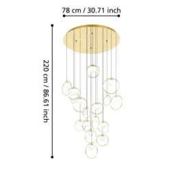 Candeeiro de teto LED com baldaquim em latão e esferas opalas PORTOCOLOM EGLO 390346