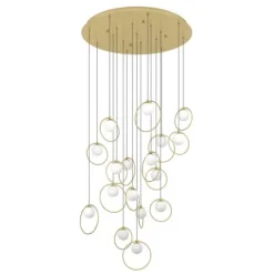 Candeeiro de teto LED com baldaquim em latão e esferas opalas PORTOCOLOM EGLO 390346