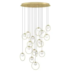 Candeeiro de teto LED com baldaquim em latão e esferas opalas PORTOCOLOM EGLO 390346