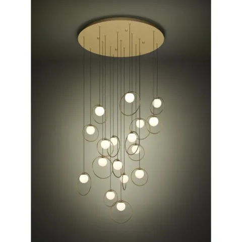 Candeeiro de teto LED com baldaquim em latão e esferas opalas PORTOCOLOM EGLO 390346