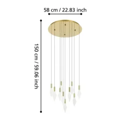 Candeeiro de teto LED com baldaquim em latão e acrílico MIRADOR EGLO 390359