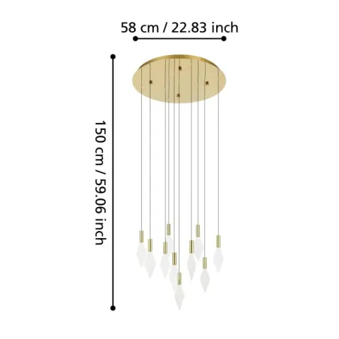 Candeeiro de teto LED com baldaquim em latão e acrílico MIRADOR EGLO 390359