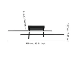 Candeeiro de teto LED com barras pretas mate TREPILIANO EGLO 901884