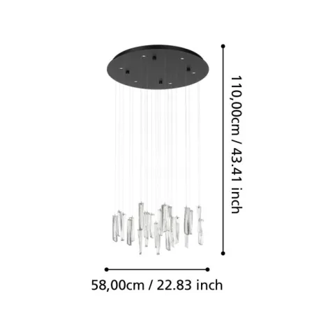 Candeeiro de teto LED com cristais transparentes SARDENARA EGLO 390209