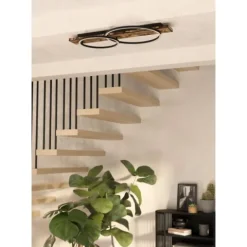 Candeeiro de teto LED com madeira e metal preto BOYAL EGLO 99408