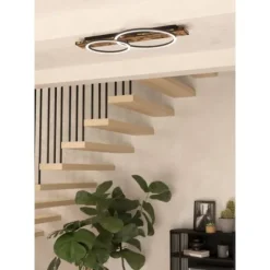 Candeeiro de teto LED com madeira e metal preto BOYAL EGLO 99408