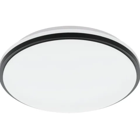Candeeiro de Teto LED com Moldura Preta e Plástico Branco PINETTO EGLO 900366