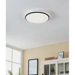 Candeeiro de Teto LED com Moldura Preta e Plástico Branco PINETTO EGLO 900366