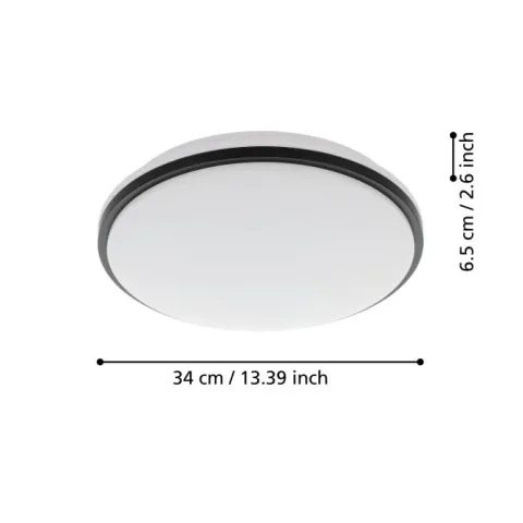 Candeeiro de Teto LED com Moldura Preta e Plástico Branco PINETTO EGLO 900366