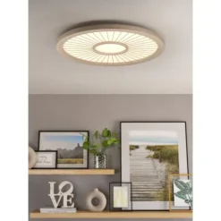 Candeeiro de teto LED com painel branco e cobertura em bambu DEHESA EGLO 390296