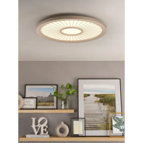 Candeeiro de teto LED com painel branco e cobertura em bambu DEHESA EGLO 390296