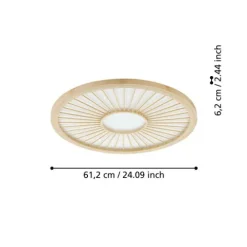 Candeeiro de teto LED com painel branco e cobertura em bambu DEHESA EGLO 390296