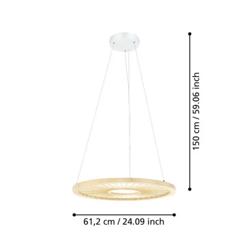 Candeeiro de teto LED com painel branco e bambu DEHESA EGLO 390297