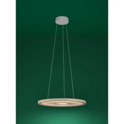 Candeeiro de teto LED com painel branco e bambu DEHESA EGLO 390297