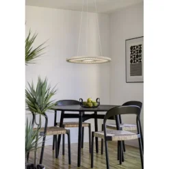 Candeeiro de teto LED com painel branco e bambu DEHESA EGLO 390297