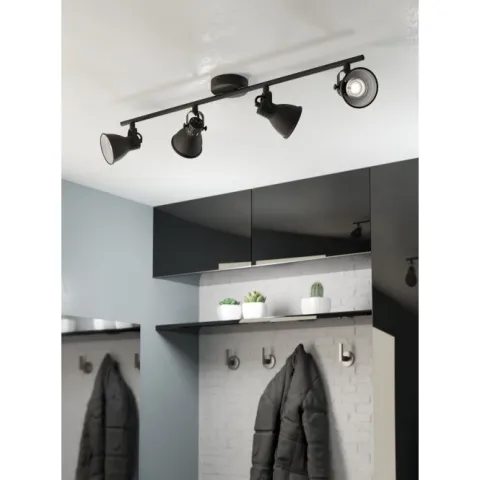 Candeeiro de Teto LED com 4 Projetores Ajustáveis Preto SERAS 2 EGLO 98408