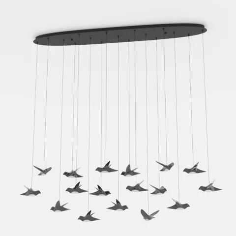 Candeeiro de teto LED com 17 pássaros em níquel-nero PARATEBUENO EGLO 390353