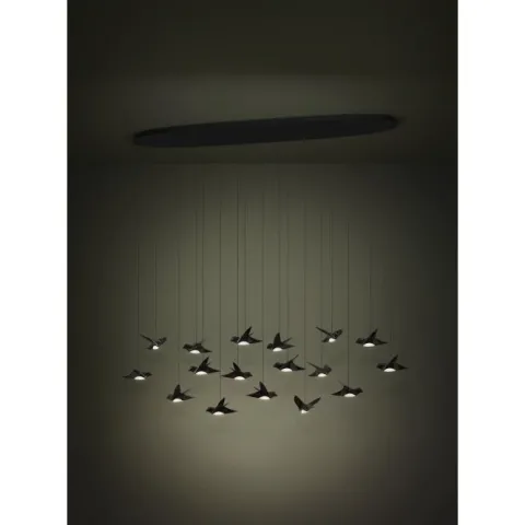 Candeeiro de teto LED com 17 pássaros em níquel-nero PARATEBUENO EGLO 390353