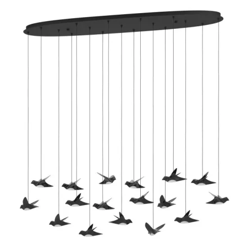 Candeeiro de teto LED com 17 pássaros em níquel-nero PARATEBUENO EGLO 390353