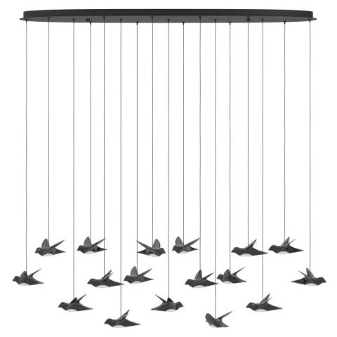 Candeeiro de teto LED com 17 pássaros em níquel-nero PARATEBUENO EGLO 390353