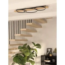 Candeeiro de teto LED com três anéis preto e carvalho BOYAL EGLO 901717