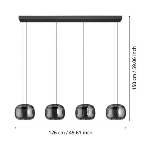 Candeeiro de teto LED com vidro fumado HORTUNAS EGLO 390433