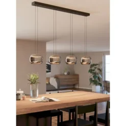 Candeeiro de teto LED com vidro fumado HORTUNAS EGLO 390433