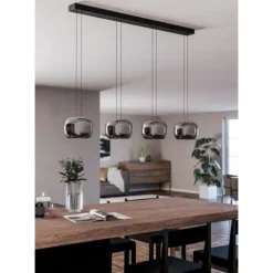 Candeeiro de teto LED com vidro fumado HORTUNAS EGLO 390433