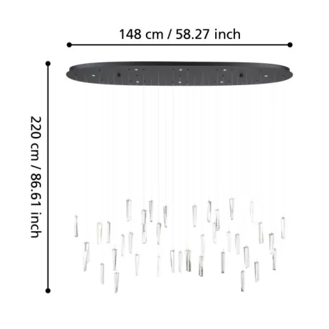 Candeeiro de teto LED com vidros lapidados e efeito cristal SARDENARA EGLO 390349