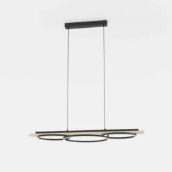 Candeeiro de teto LED preto com madeira BOYAL EGLO 901714