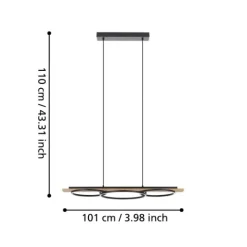 Candeeiro de teto LED preto com madeira BOYAL EGLO 901714
