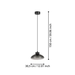 Candeeiro de teto LED preto com vidro preto-transparente SARNARRA EGLO 390298