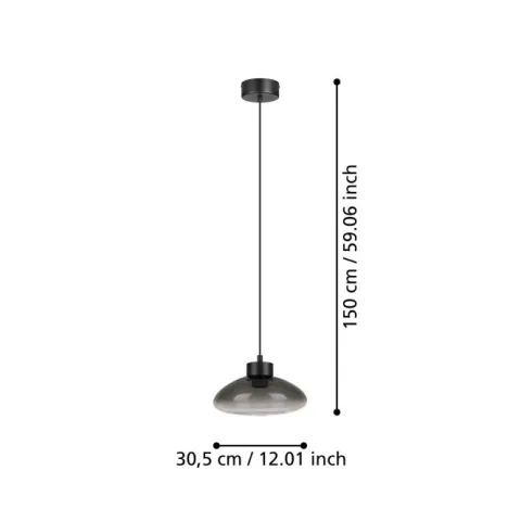 Candeeiro de teto LED preto com vidro preto-transparente SARNARRA EGLO 390298