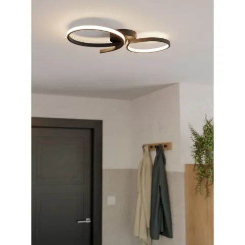 Candeeiro de teto LED preto com detalhe branco SERPINS EGLO 901266