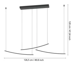 Candeeiro de teto LED preto com altura ajustável VILLEGGI EGLO 902166
