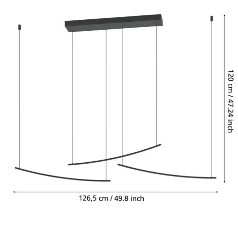 Candeeiro de teto LED preto com altura ajustável VILLEGGI EGLO 902166