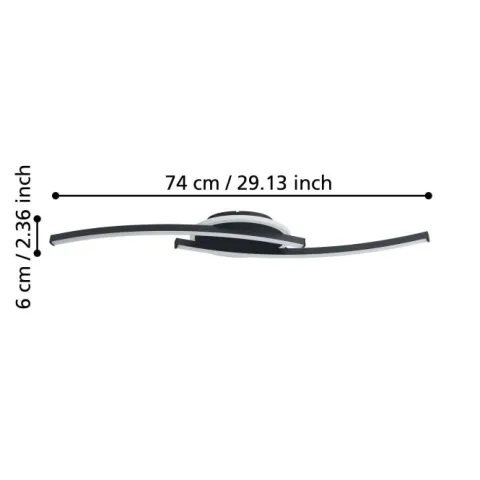 Candeeiro de teto LED preto e branco LUNGOLAGO EGLO 901218