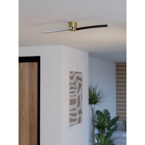 Candeeiro de teto LED preto e latão escovado AIETA EGLO 901216