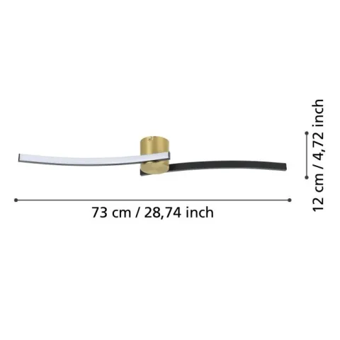 Candeeiro de teto LED preto e latão escovado AIETA EGLO 901216