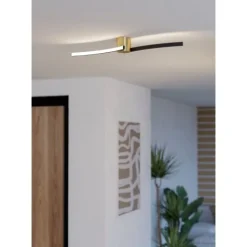 Candeeiro de teto LED preto e latão escovado AIETA EGLO 901216