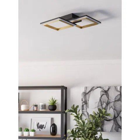 Candeeiro de teto LED preto e latão CALLIERA EGLO 901225
