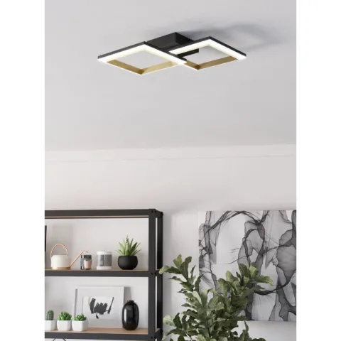 Candeeiro de teto LED preto e latão CALLIERA EGLO 901225