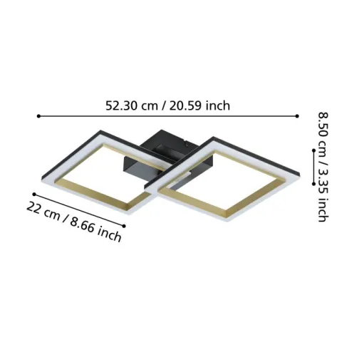 Candeeiro de teto LED preto e latão CALLIERA EGLO 901225