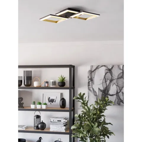 Candeeiro de teto LED preto e latão CALLIERA EGLO 901222
