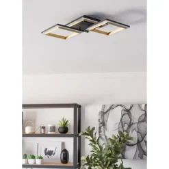 Candeeiro de teto LED preto e latão CALLIERA EGLO 901222