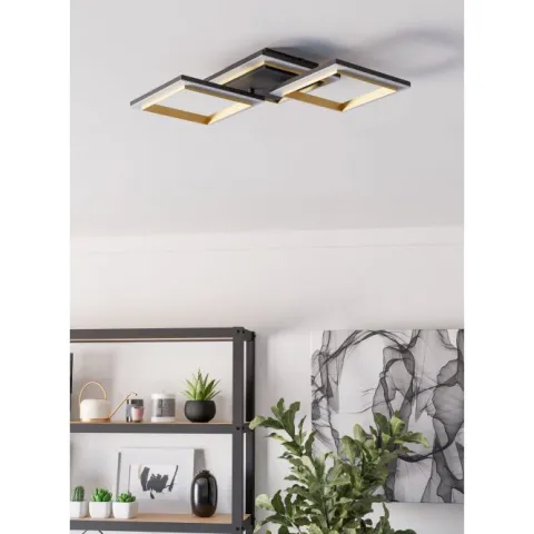 Candeeiro de teto LED preto e latão CALLIERA EGLO 901222